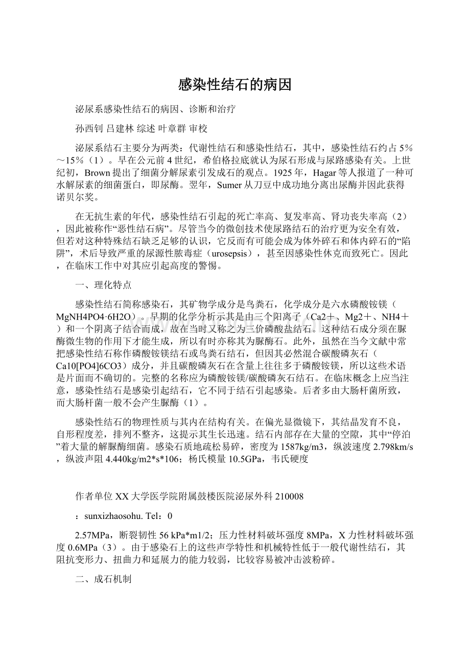 感染性结石的病因Word格式.docx