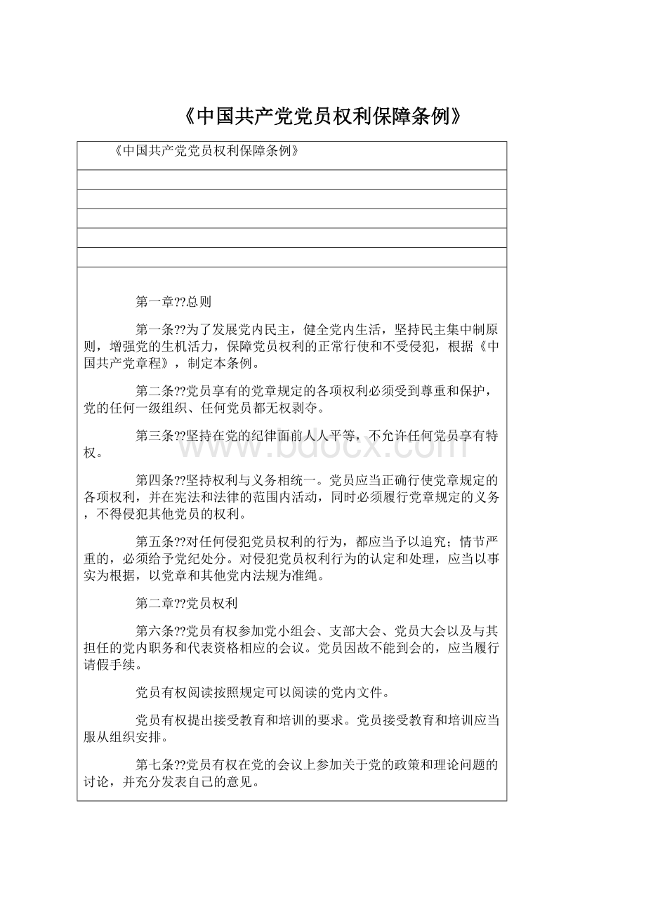 《中国共产党党员权利保障条例》.docx