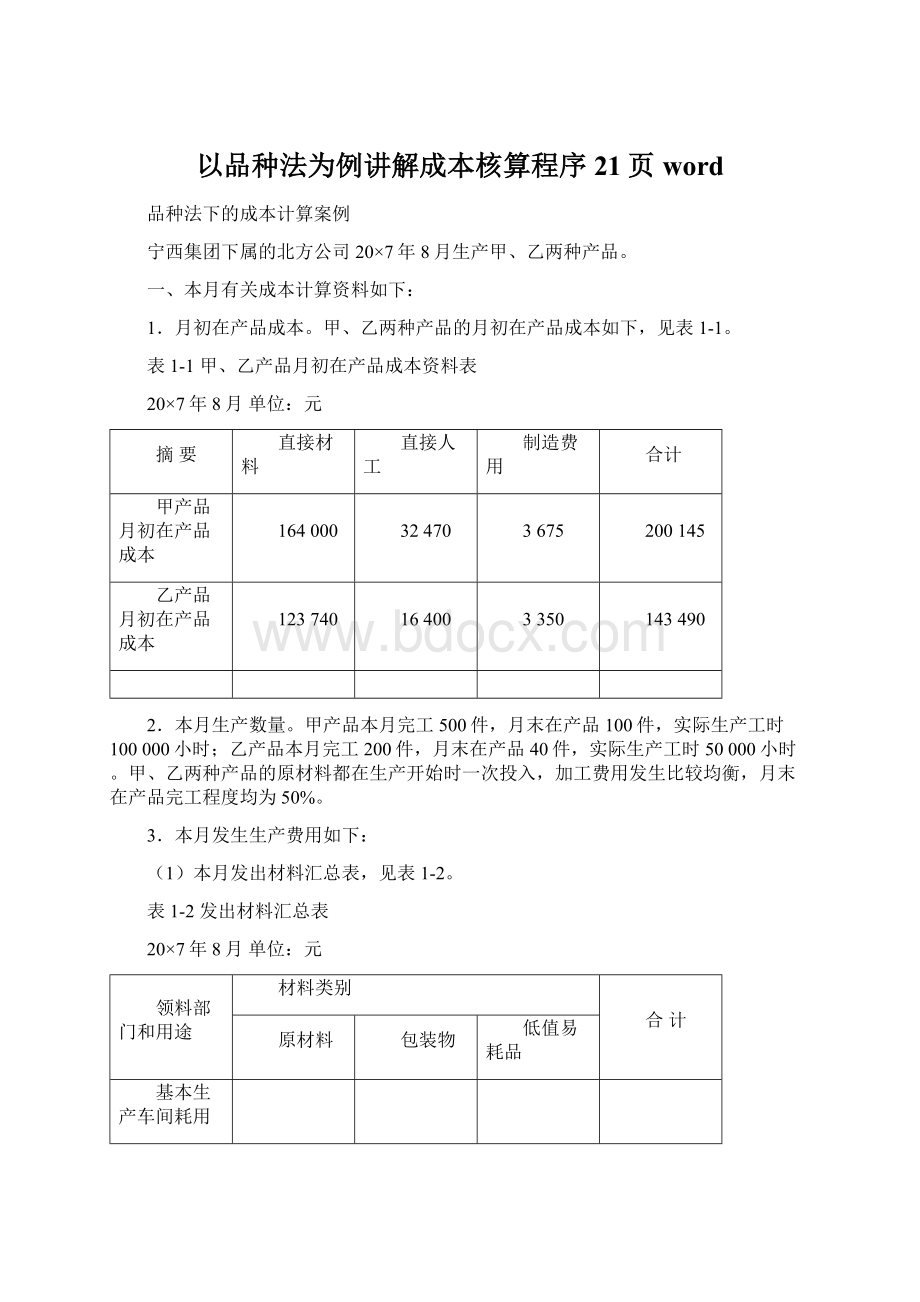 以品种法为例讲解成本核算程序21页word.docx