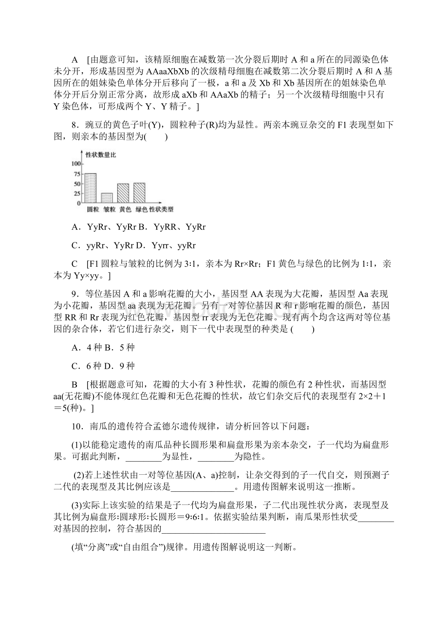 学年中图版生物必修2 课时分层作业9 自由组合规律试验Word文档格式.docx_第3页