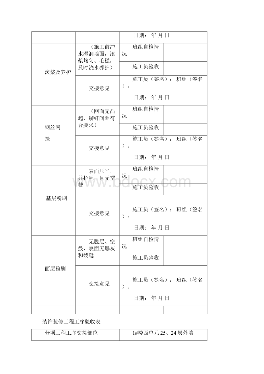 装饰装修工程施工工序验收表Word文档格式.docx_第3页