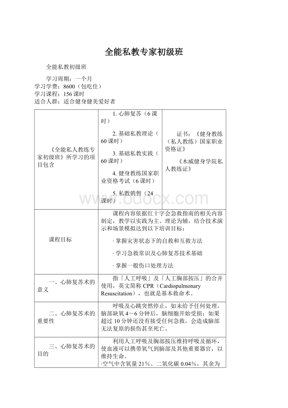 全能私教专家初级班Word格式.docx