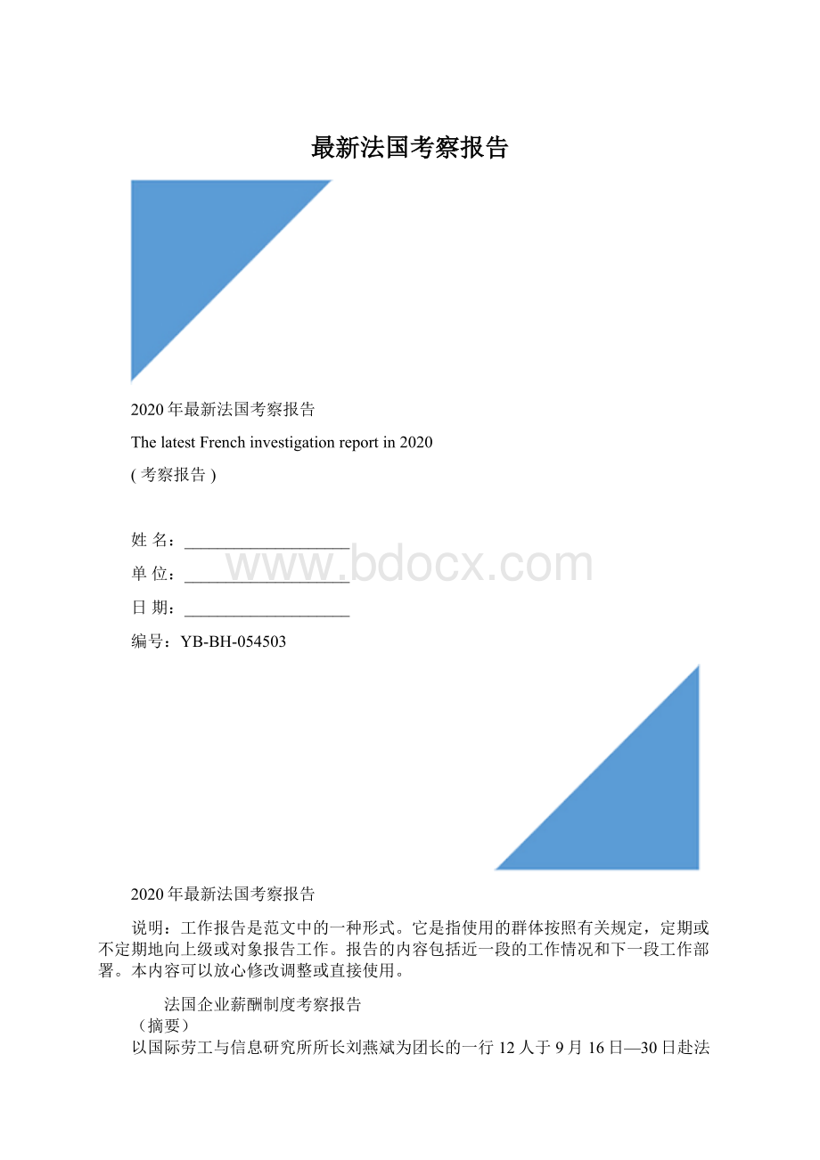 最新法国考察报告Word文档下载推荐.docx