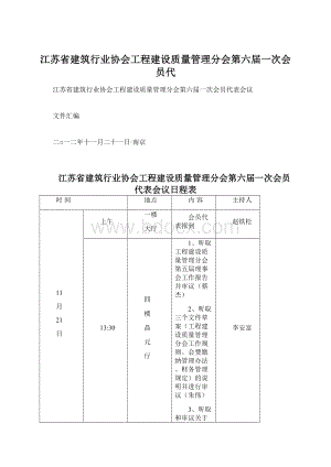 江苏省建筑行业协会工程建设质量管理分会第六届一次会员代.docx