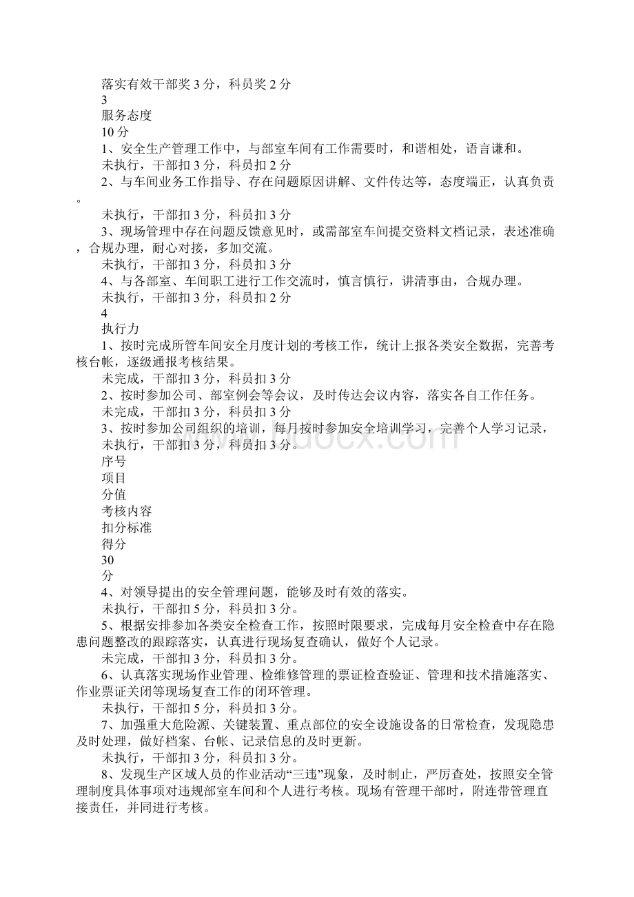 安全管理部门绩效考核管理办法最新版Word下载.docx_第3页