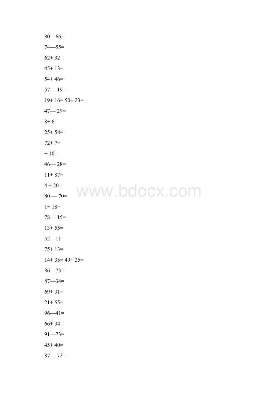 100以内混合加减法A4纸可直接打印Word下载.docx_第2页