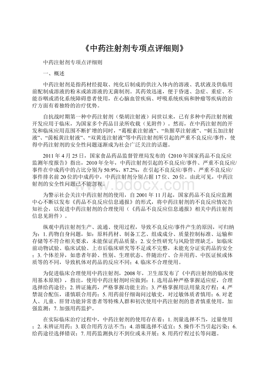 《中药注射剂专项点评细则》Word下载.docx