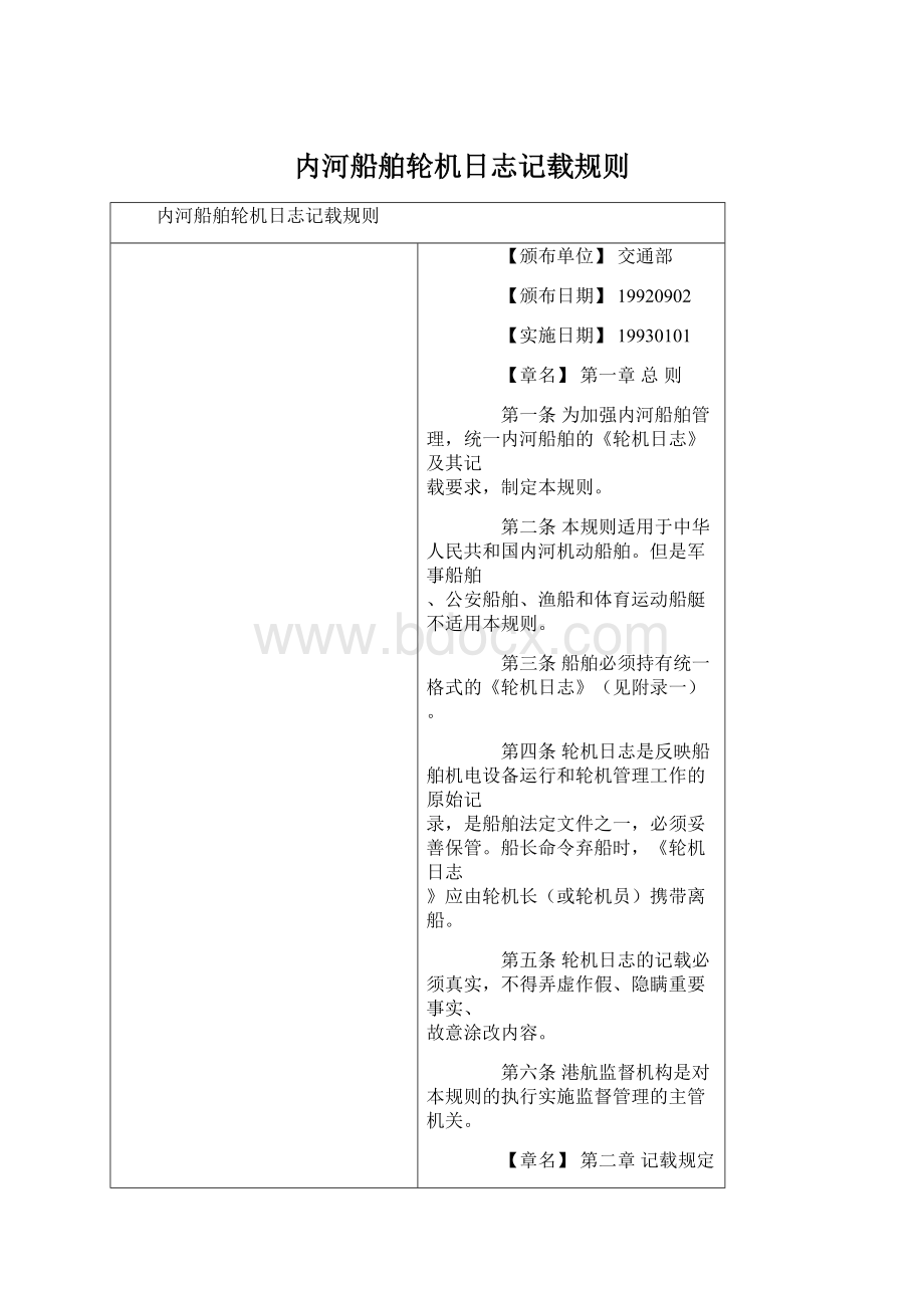 内河船舶轮机日志记载规则Word文件下载.docx_第1页