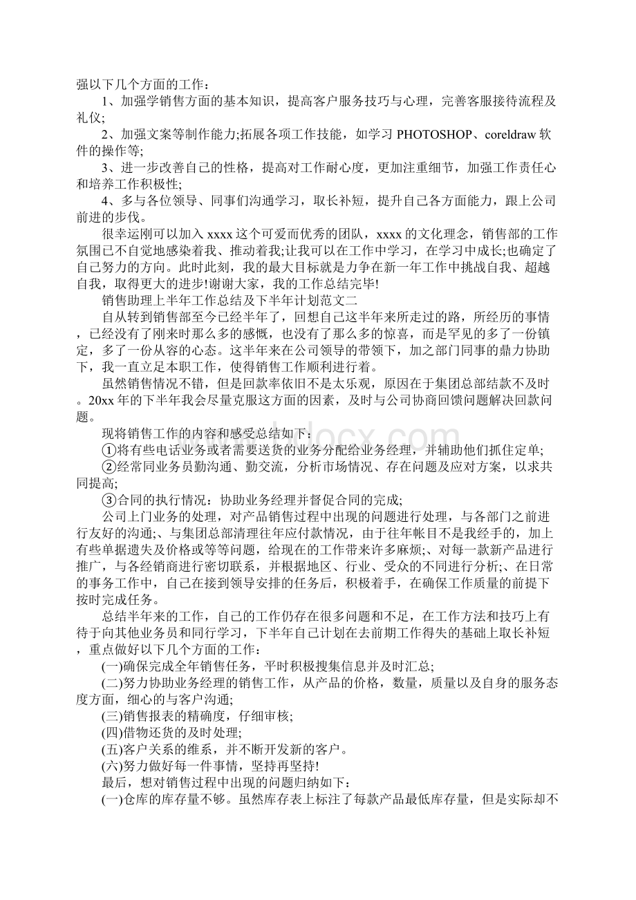 销售助理上半年工作总结及下半年计划最新版.docx_第2页