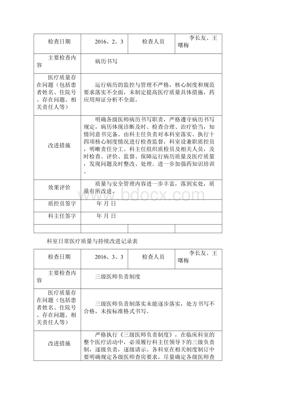 医务科医疗质量管理与持续改进记录考核内容.docx_第3页