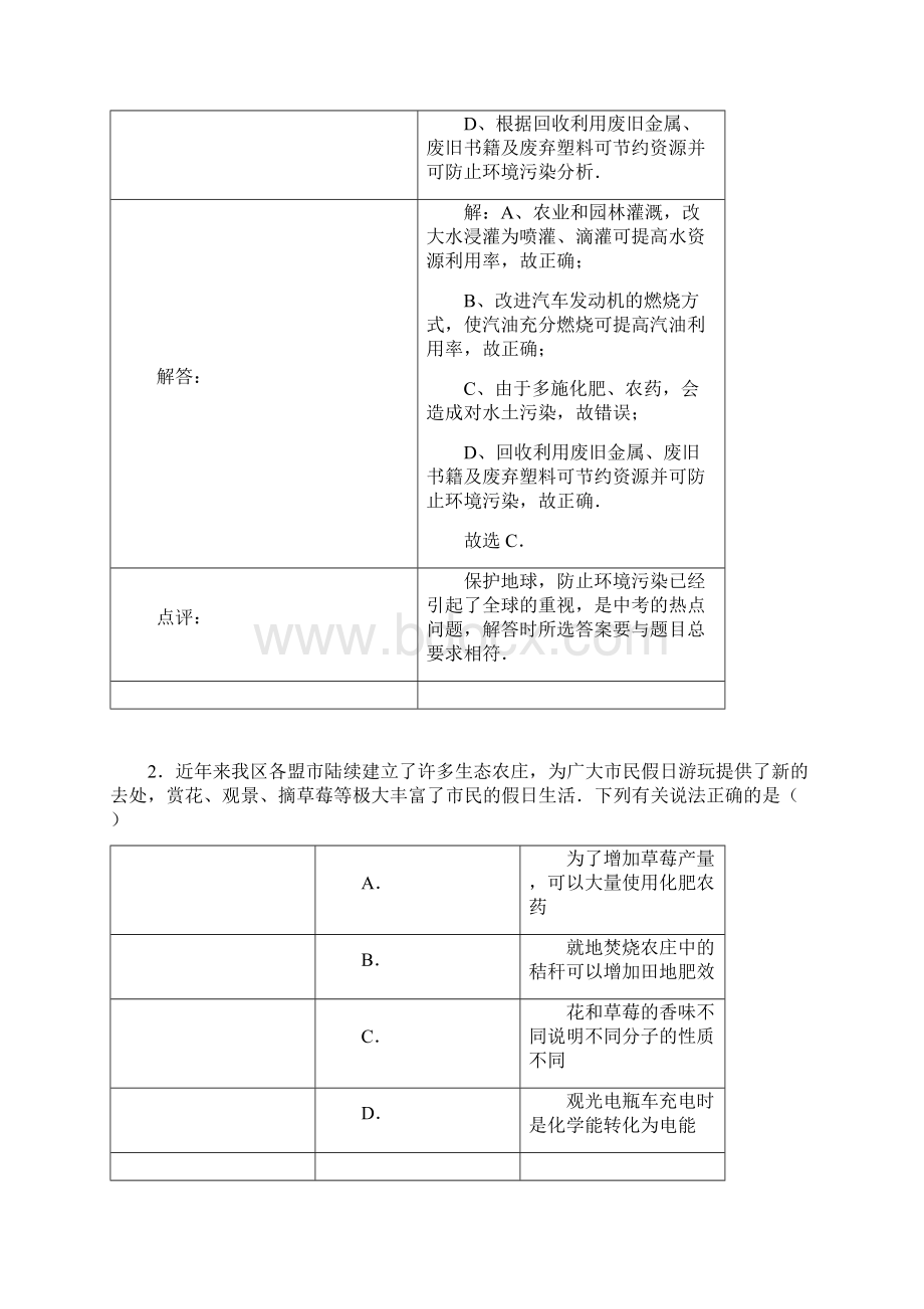 化学中考试题分类汇编化学与环境含答案Word下载.docx_第2页