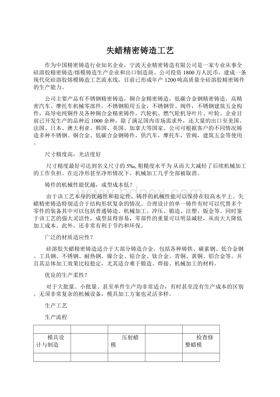 失蜡精密铸造工艺.docx