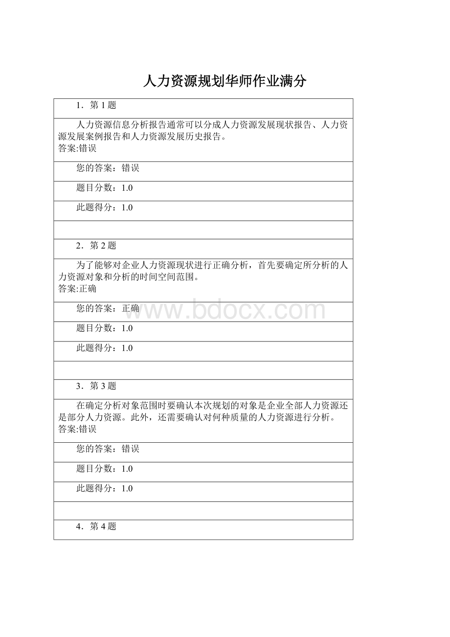 人力资源规划华师作业满分Word文档下载推荐.docx