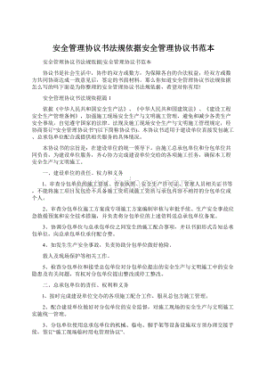 安全管理协议书法规依据安全管理协议书范本Word文档格式.docx