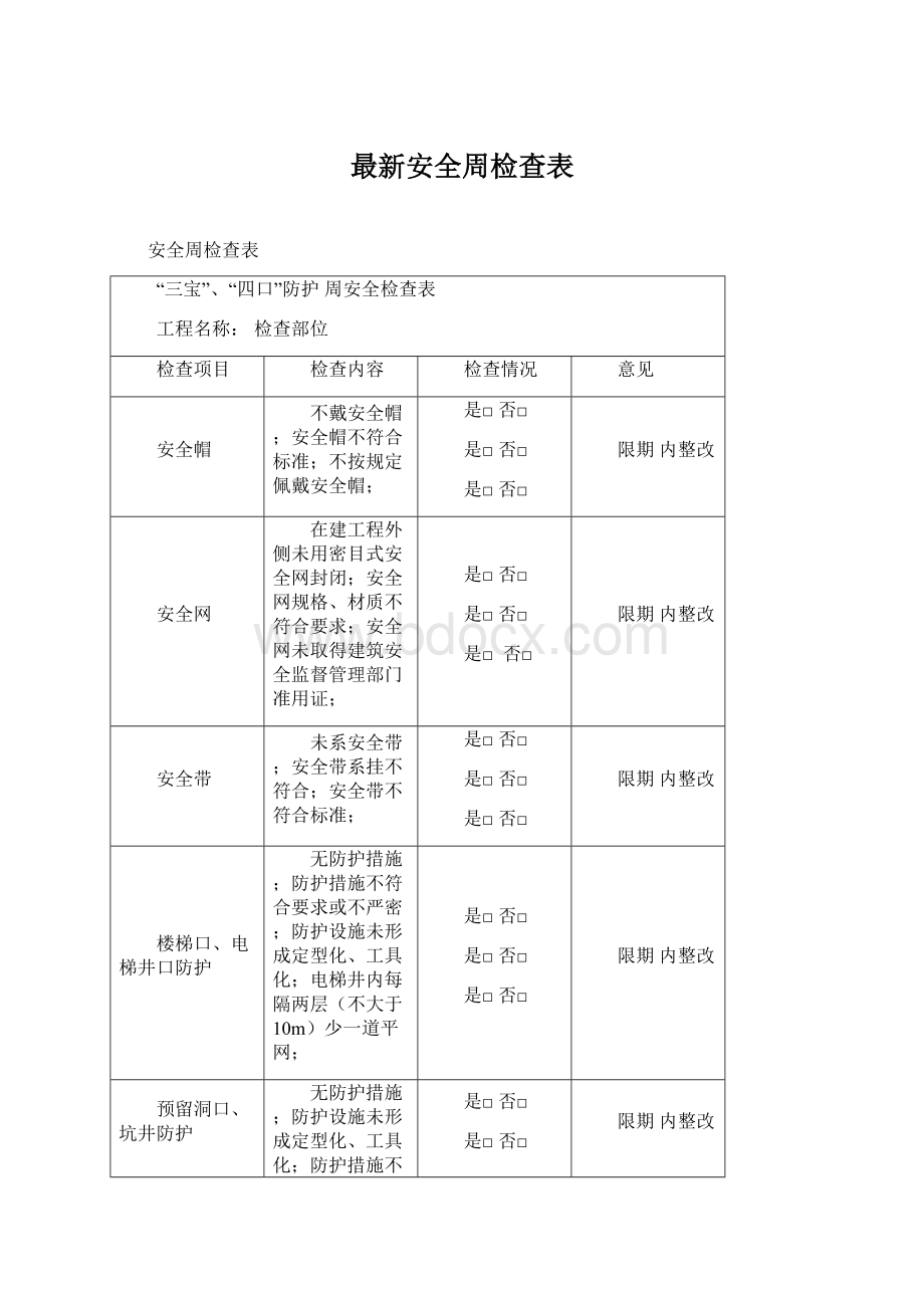 最新安全周检查表.docx_第1页