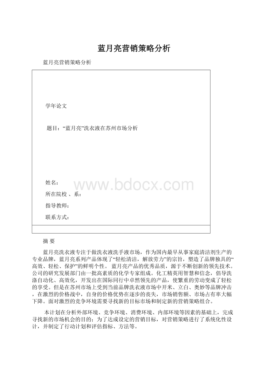 蓝月亮营销策略分析Word下载.docx