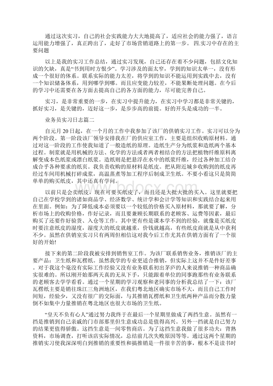 业务员实习工作日志文档格式.docx_第2页