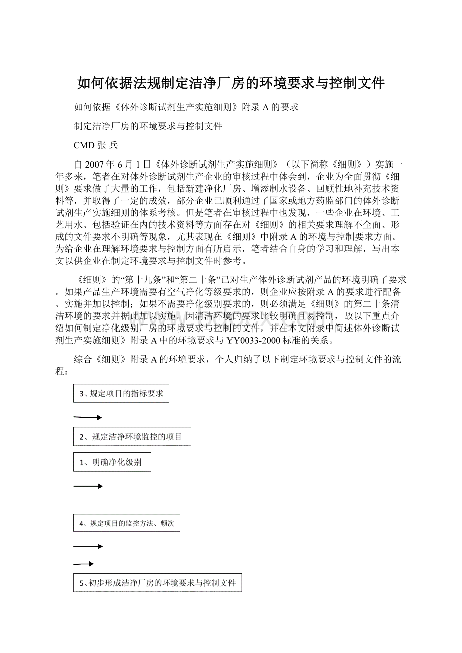 如何依据法规制定洁净厂房的环境要求与控制文件.docx_第1页