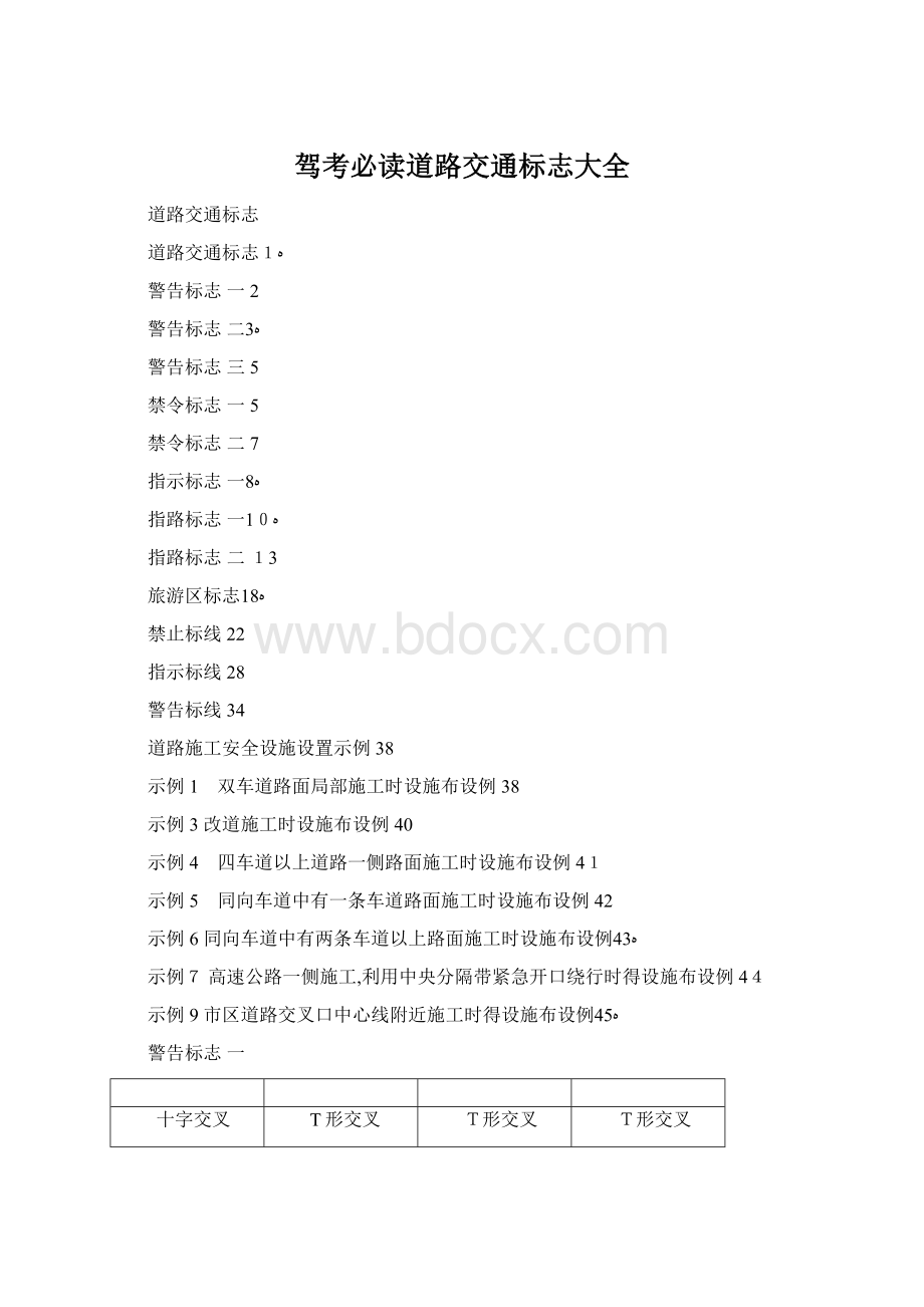 驾考必读道路交通标志大全文档格式.docx_第1页