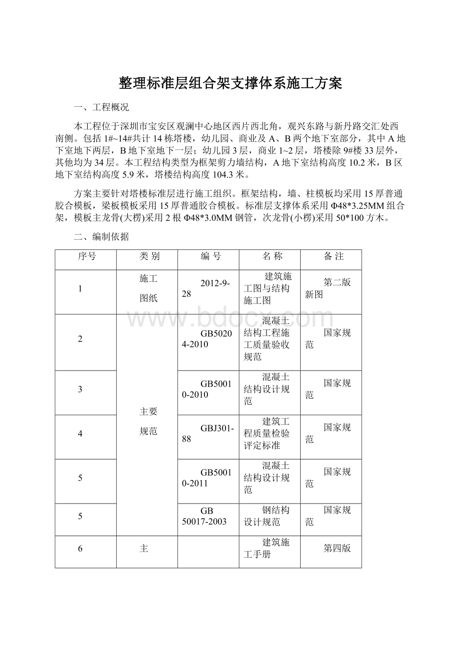 整理标准层组合架支撑体系施工方案Word格式.docx_第1页