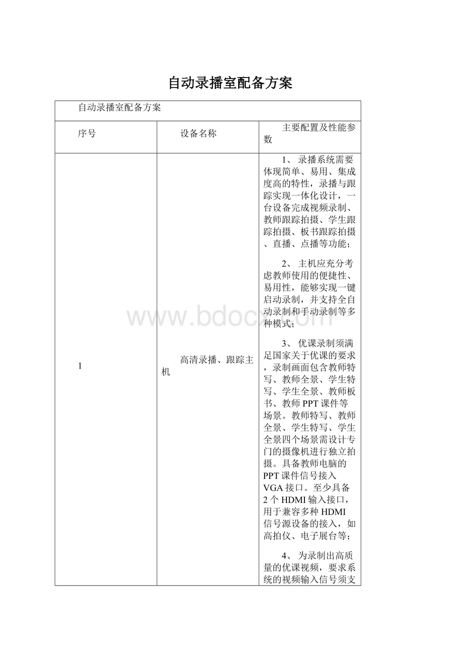 自动录播室配备方案.docx