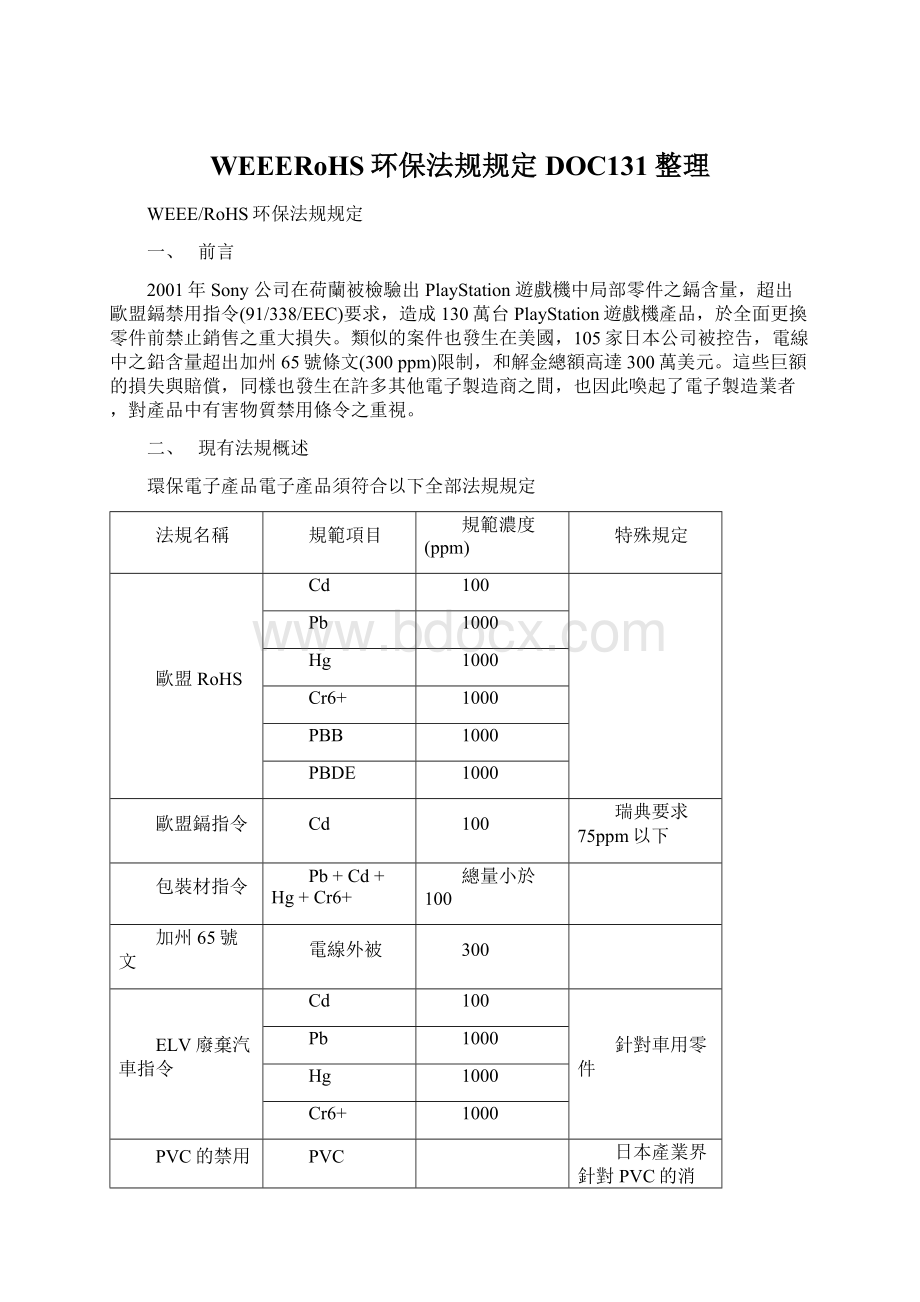 WEEERoHS环保法规规定DOC131整理Word文件下载.docx_第1页