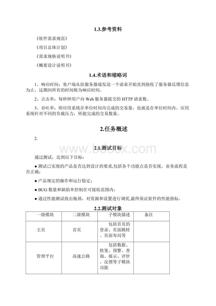 软件项目测试计划Word文档下载推荐.docx_第2页