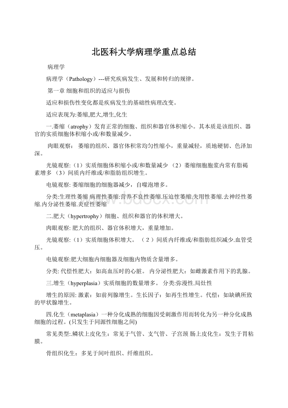 北医科大学病理学重点总结Word下载.docx