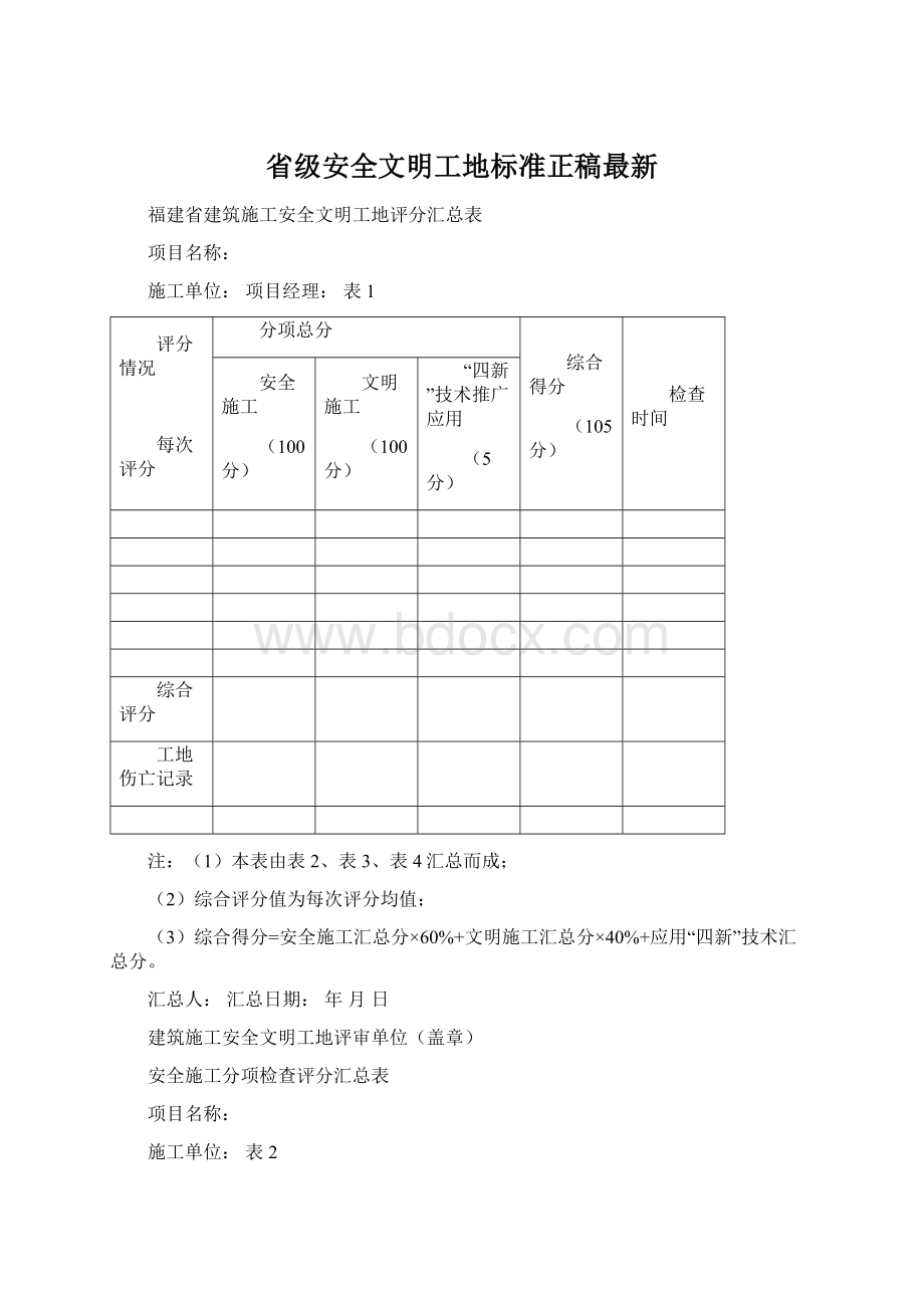 省级安全文明工地标准正稿最新Word文档下载推荐.docx