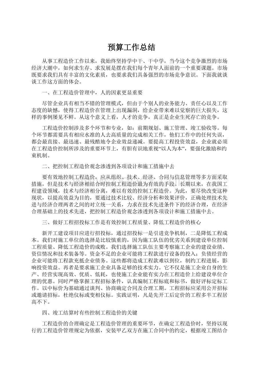 预算工作总结Word格式文档下载.docx