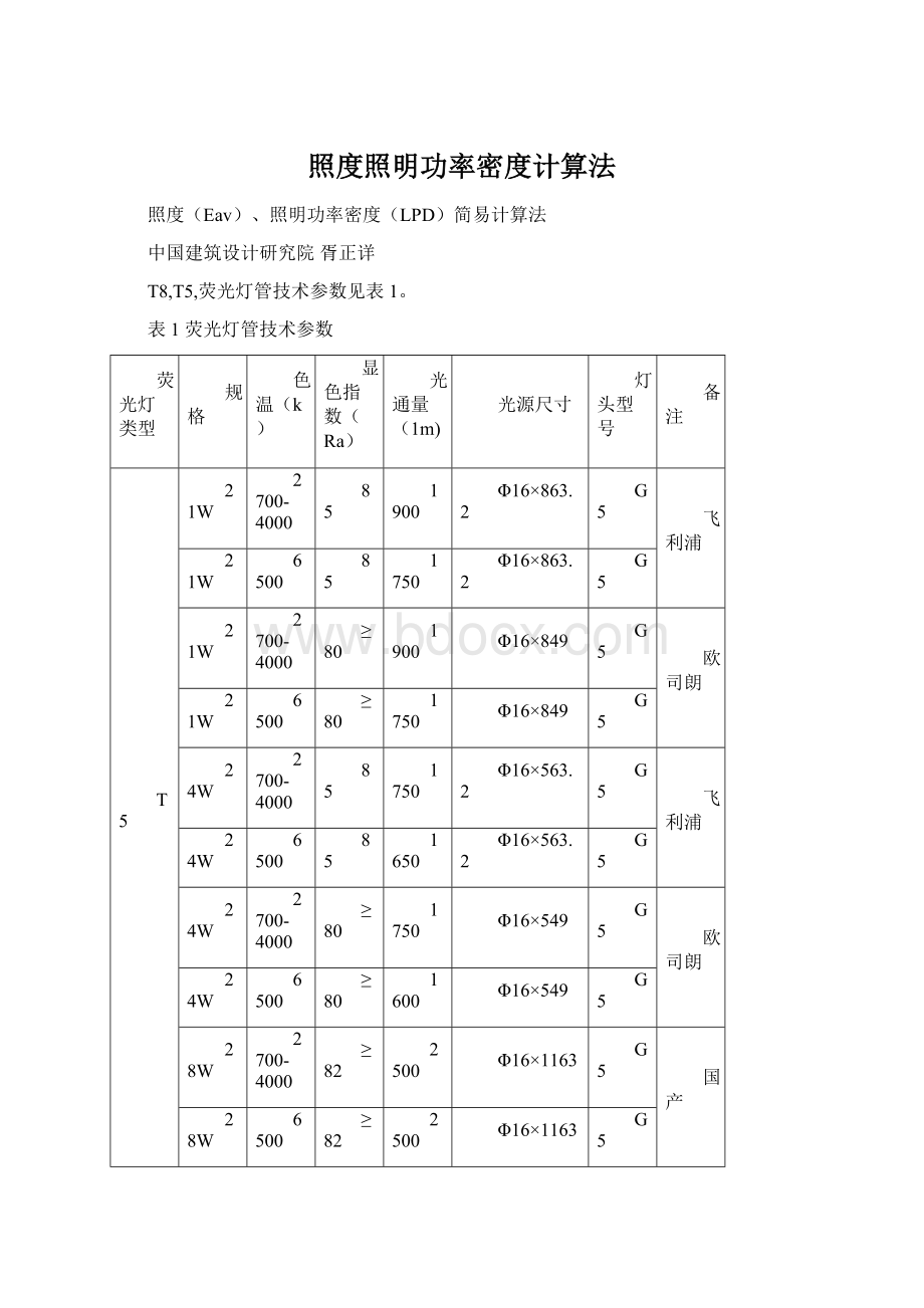 照度照明功率密度计算法文档格式.docx