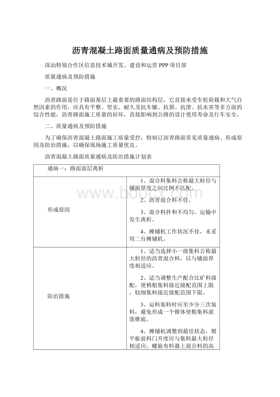 沥青混凝土路面质量通病及预防措施.docx