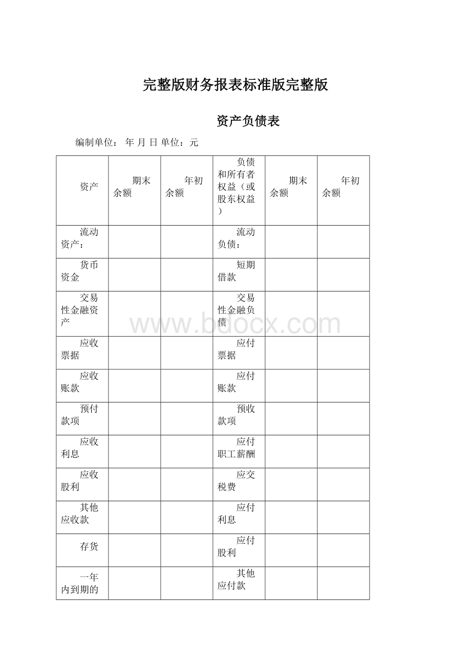 完整版财务报表标准版完整版Word格式.docx_第1页