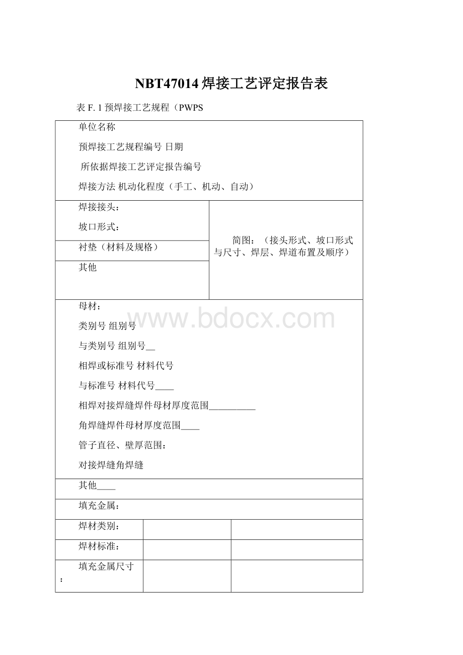 NBT47014焊接工艺评定报告表Word文档格式.docx_第1页