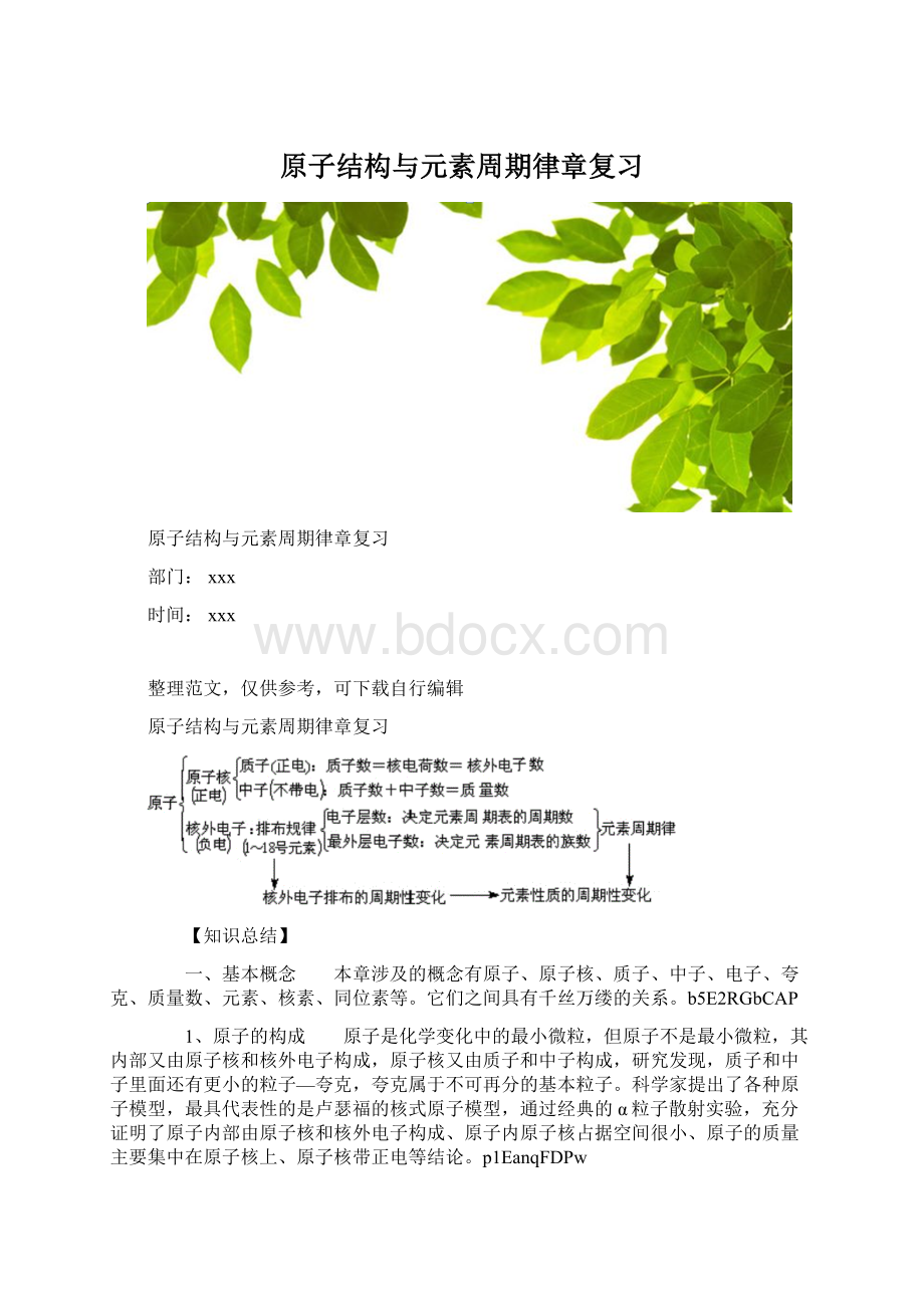 原子结构与元素周期律章复习Word格式文档下载.docx