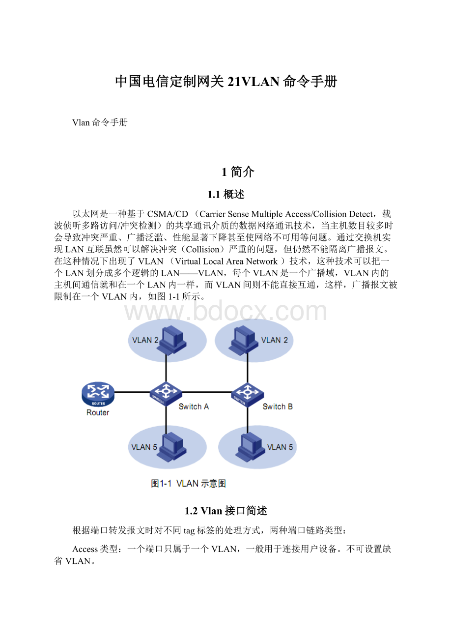 中国电信定制网关21VLAN命令手册.docx