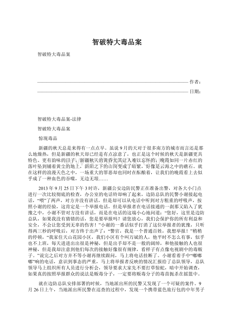 智破特大毒品案Word格式文档下载.docx