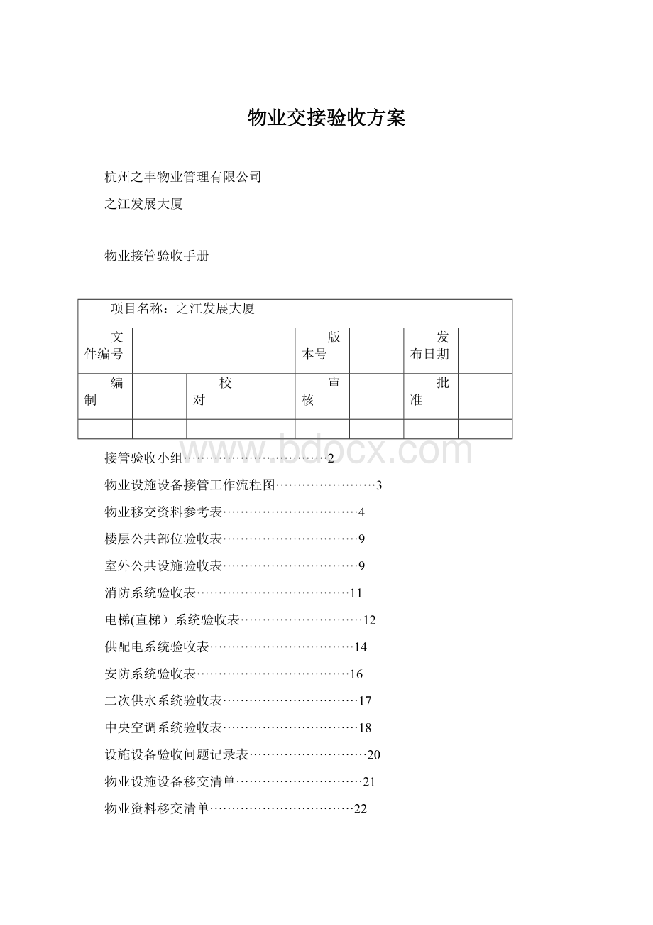 物业交接验收方案Word文档下载推荐.docx