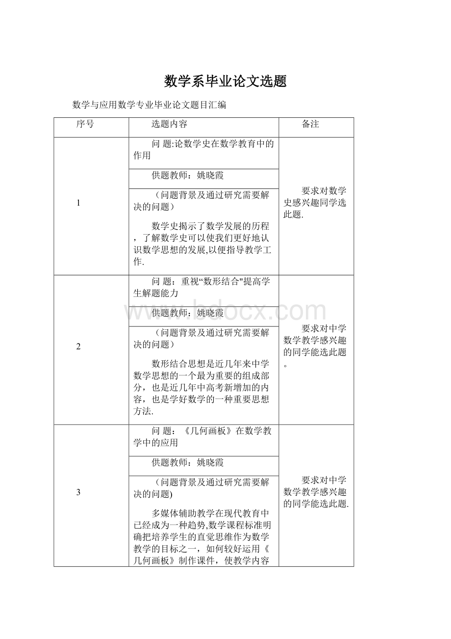 数学系毕业论文选题.docx