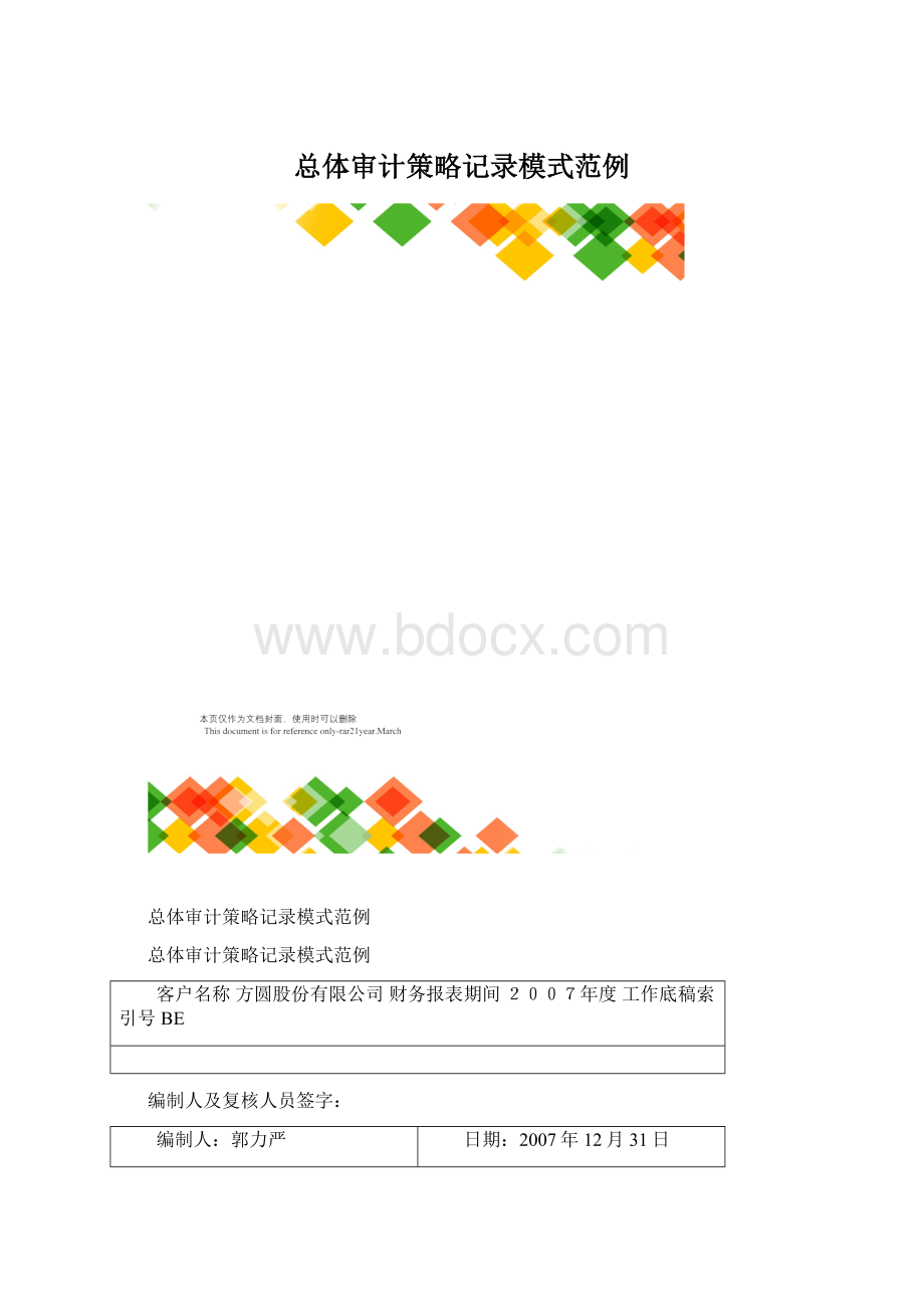 总体审计策略记录模式范例.docx_第1页