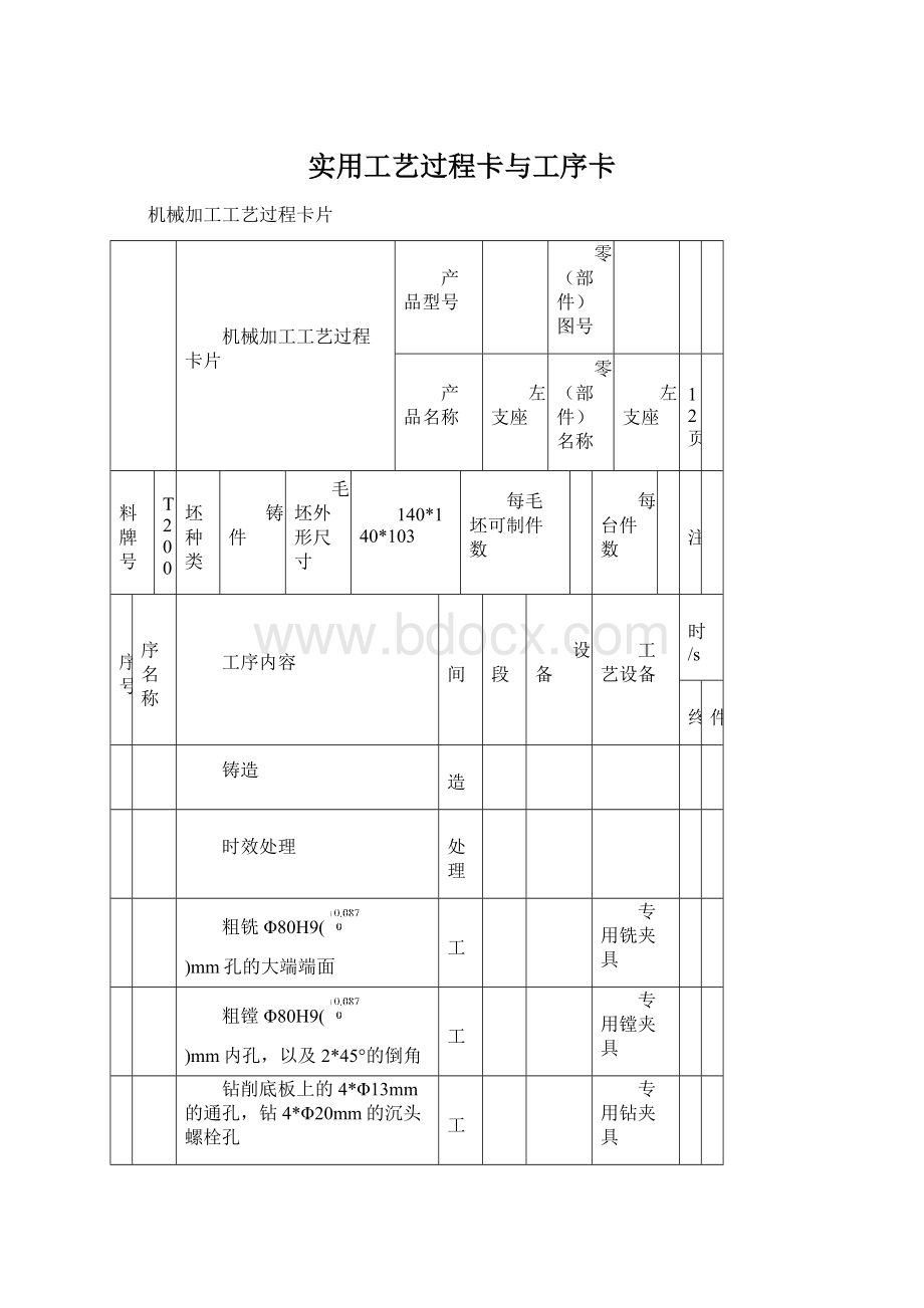 实用工艺过程卡与工序卡Word格式文档下载.docx