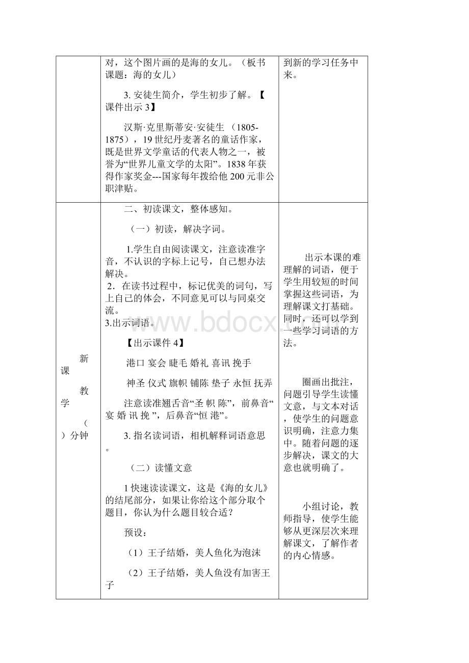 春部编版四年级语文下册 27海的女儿教案反思作业题及答案Word格式.docx_第2页