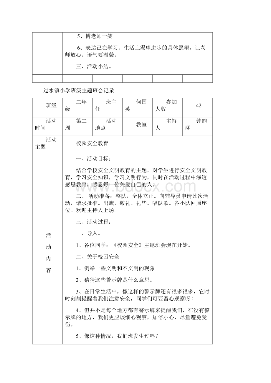 小学二年级班会记录.docx_第2页