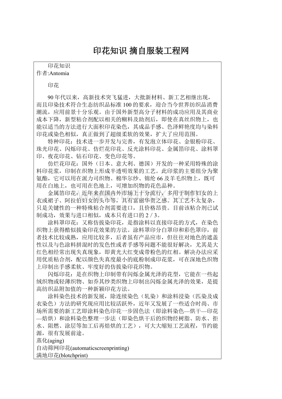 印花知识 摘自服装工程网Word格式文档下载.docx