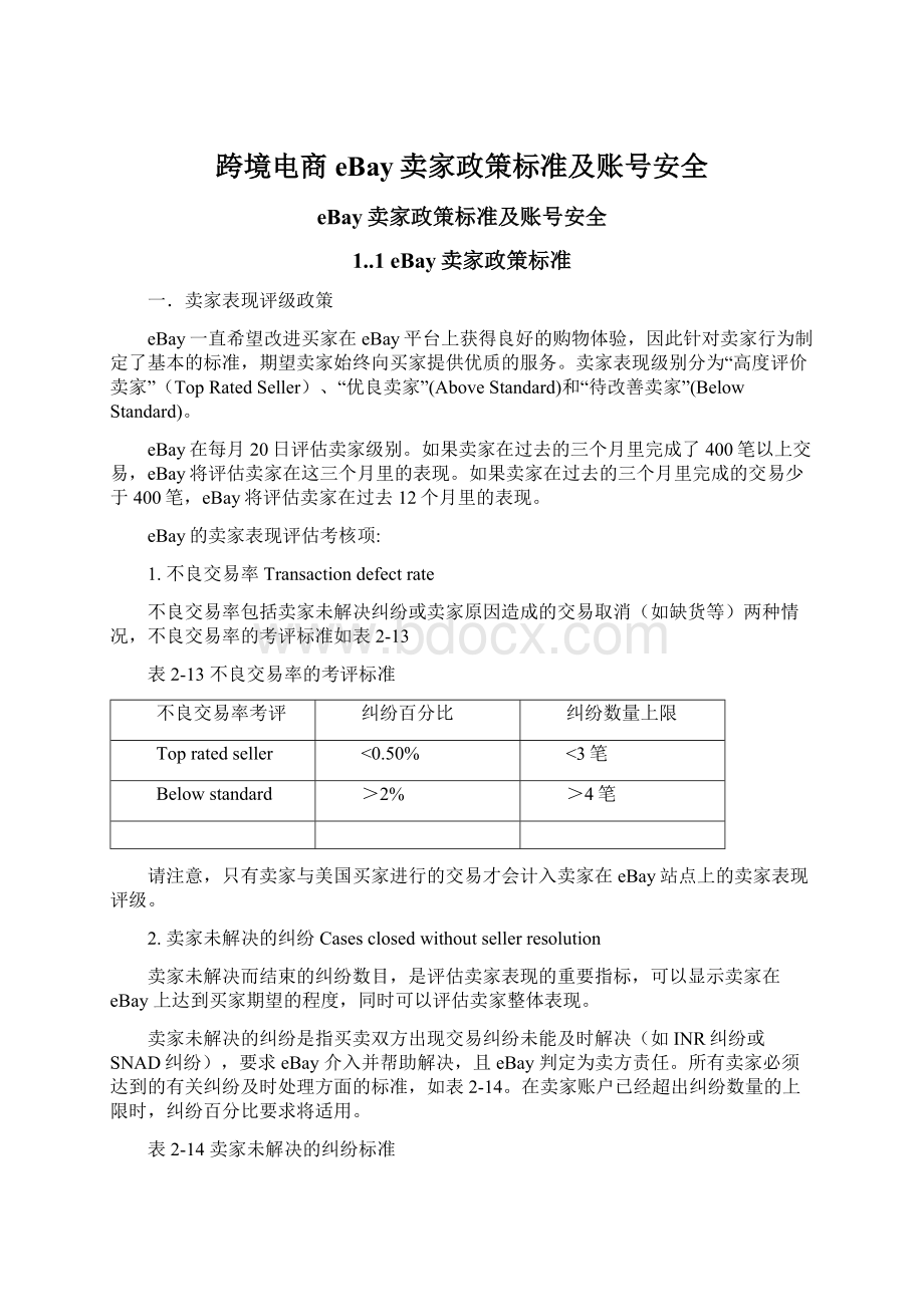 跨境电商eBay卖家政策标准及账号安全.docx_第1页