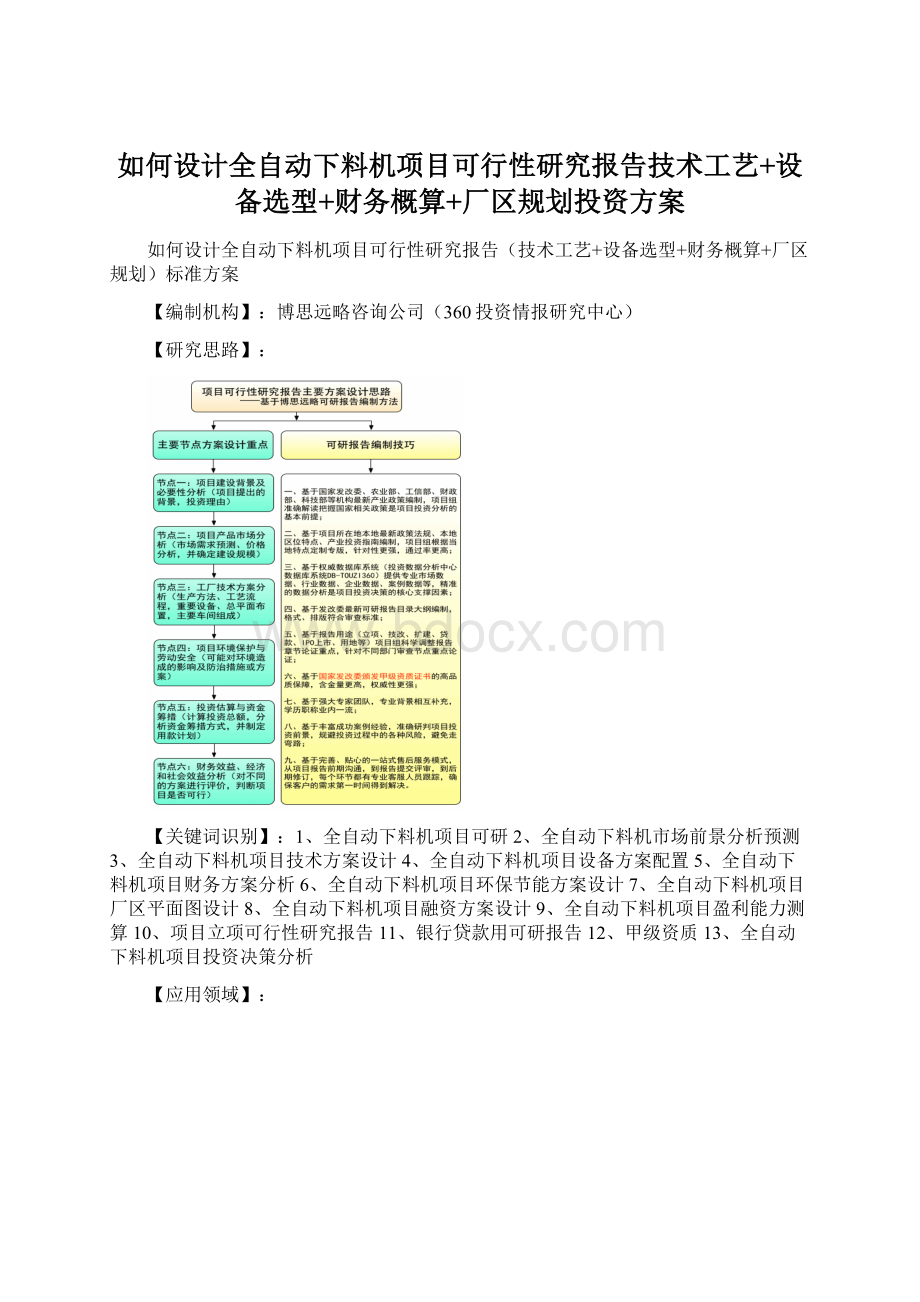 如何设计全自动下料机项目可行性研究报告技术工艺+设备选型+财务概算+厂区规划投资方案.docx_第1页