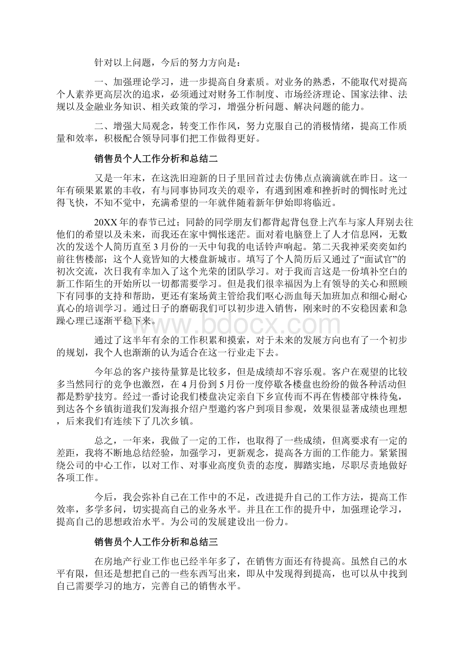 销售员个人工作分析和总结Word格式.docx_第2页