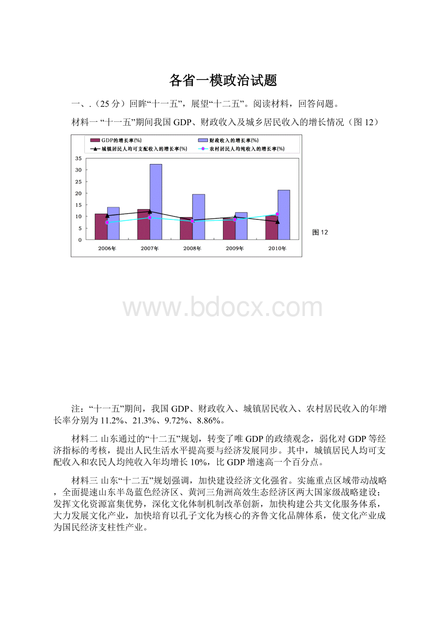 各省一模政治试题.docx