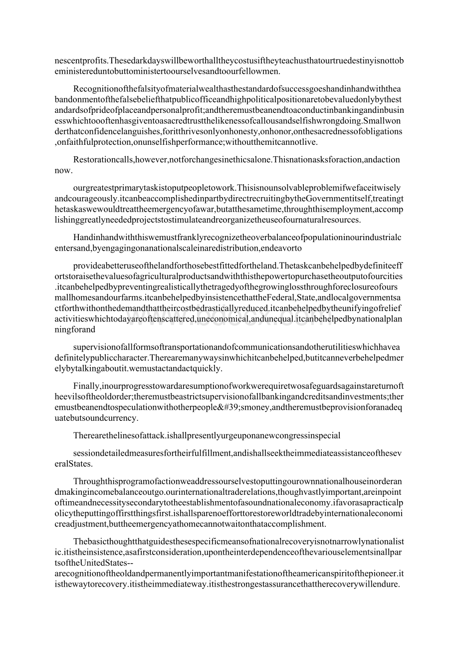 为什么罗斯福就职演说那么出名Word格式文档下载.docx_第2页