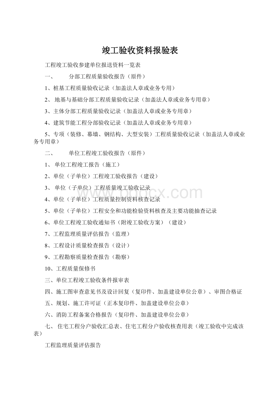 竣工验收资料报验表Word文件下载.docx_第1页